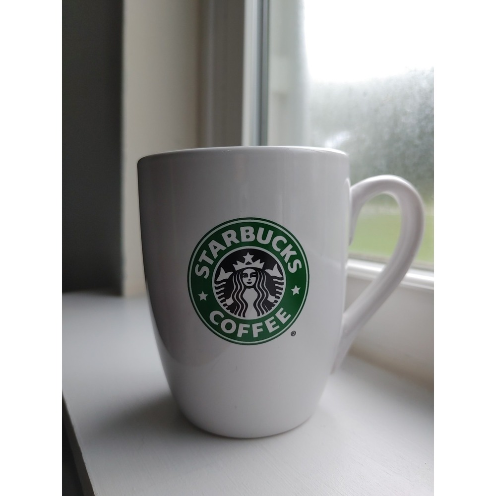 Starbucks White with Classic Green Siren Mermaid Logo 2008 Coffee Cup Mug 10.2oz